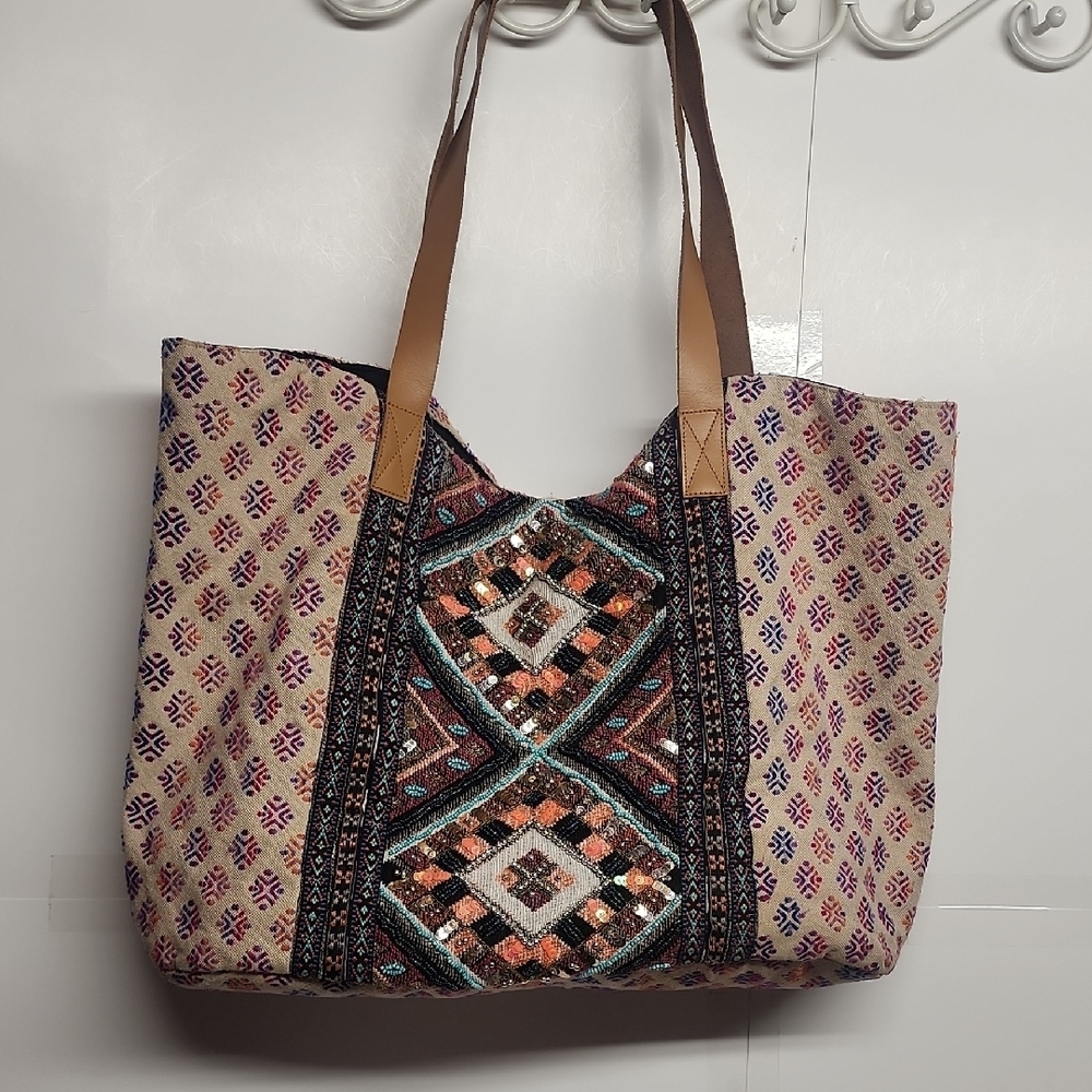 Stephanie Nicole New York Bohemian Multicolor XL INTRICATE Tote Bag Hippie Cute